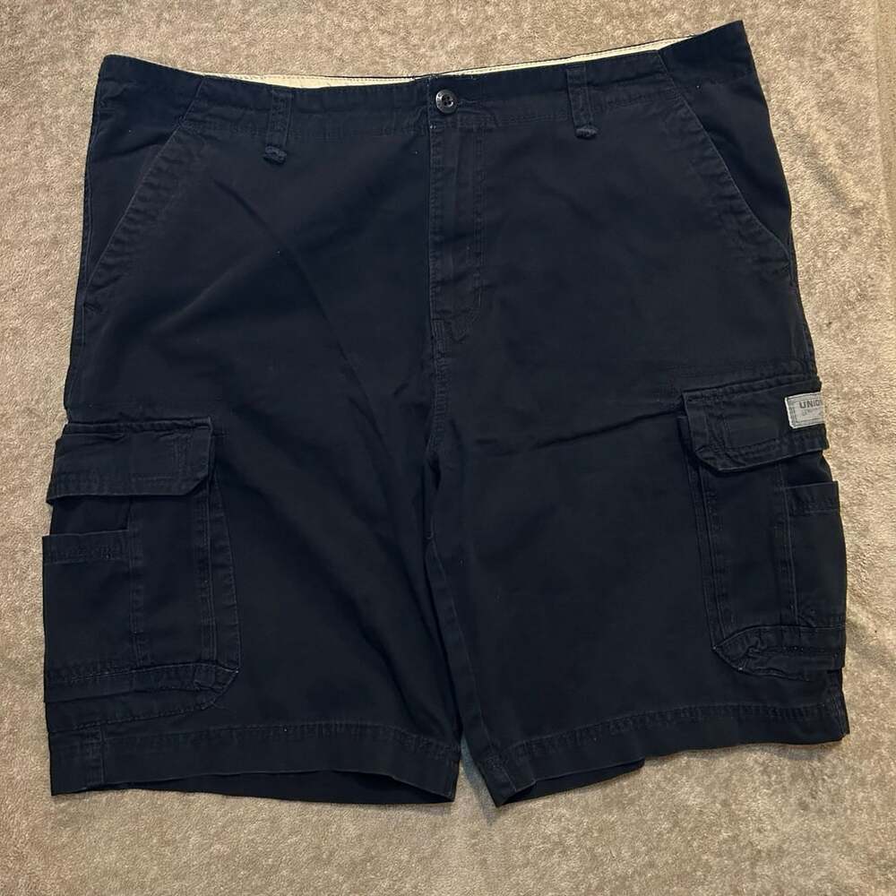 Union Bay Men's Black 100% Cotton Cargo Utility Shorts, Size 42
